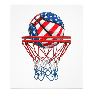 Impression Photo Drapeau américain de basket-ball 4 juillet américa