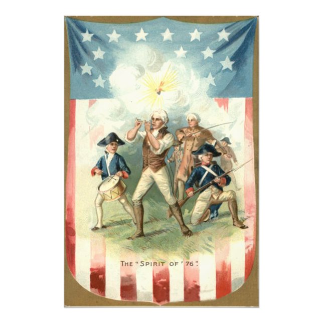 Impression Photo Drapeau américain Esprit de 76 Soldat Tambourinair (Devant)