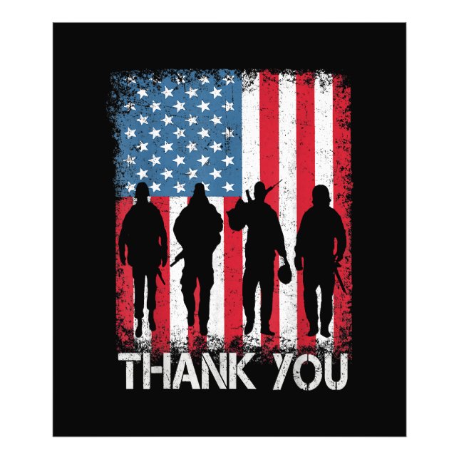 Impression Photo Drapeau américain patriotique merci pour (Devant)