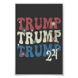 Impression Photo Drapeau américain patriotique Trump 2024 4 juillet