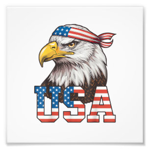 Impression Photo Drapeau américain USA Hommes Femmes Enfants Aigle 