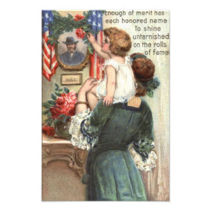 Impression Photo Drapeau américain victorien mère enfant couronne d
