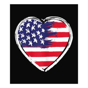 Impression Photo Drapeau Coeur US 4 juillet Étoiles patriotiques am