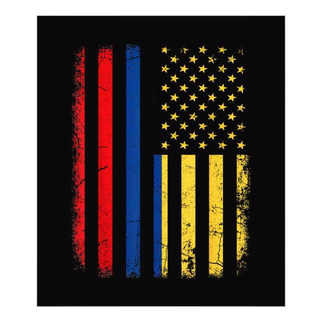 Impression Photo Drapeau Colombien Américain Racines Colombie A (Devant)