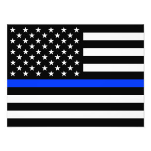 Impression Photo Drapeau de la police Thin Blue Line