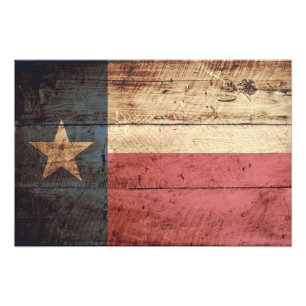 Impression Photo Drapeau de l'État du Texas sur le vieux grain de b