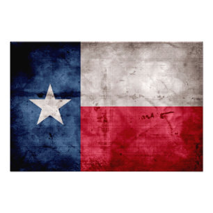 Impression Photo Drapeau de l'État du Texas vintage patiné