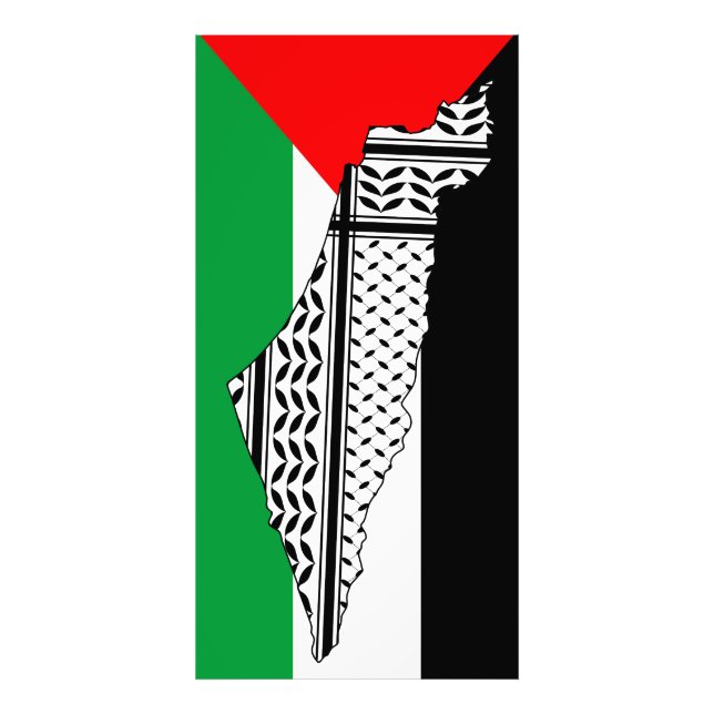 Impression Photo Drapeau de Palestine et carte avec Keffiyeh Motif (Devant)