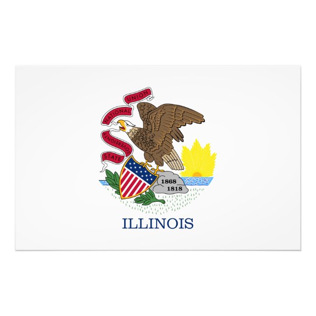 Impression Photo Drapeau d'État de l'Illinois USA (Devant)