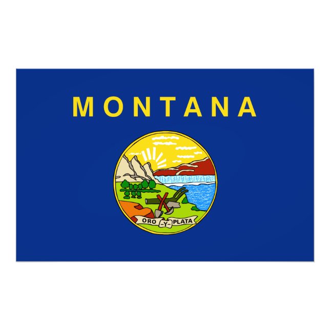 Impression Photo Drapeau d'État du Montana USA (Devant)