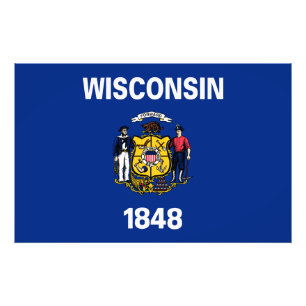 Impression Photo Drapeau d'État du Wisconsin États-Unis