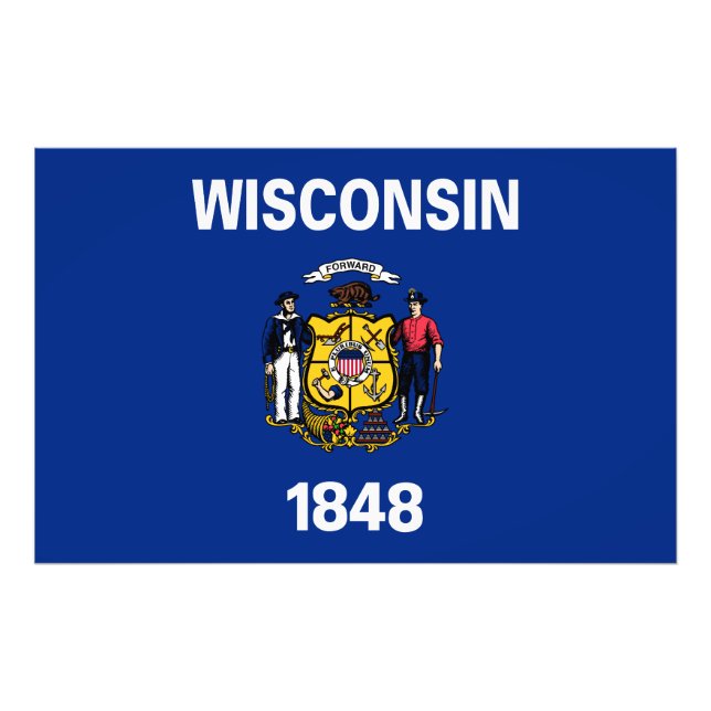 Impression Photo Drapeau d'État du Wisconsin États-Unis (Devant)