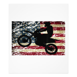 Impression Photo Drapeau Dirt Vélo USA Drapeau T-Shirt Motocross Dr