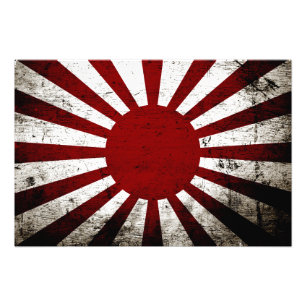 Impression Photo Drapeau du Soleil Levant Japon Grunge Noir