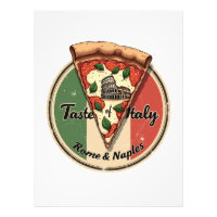 Drapeau italien avec Vintage Rome & Naples Pizza