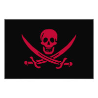 Drapeau pirate de Crâne Rouge & Épées Calico Jack