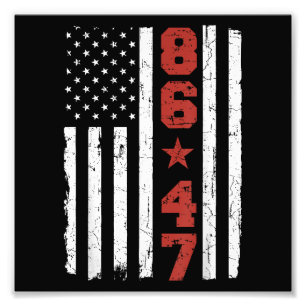 Impression Photo Drapeau rétro Vintage USA 86 47 Anti Trump