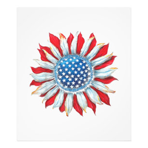 Impression Photo Drapeau Tournesol Américain 4 juillet Femmes Homme