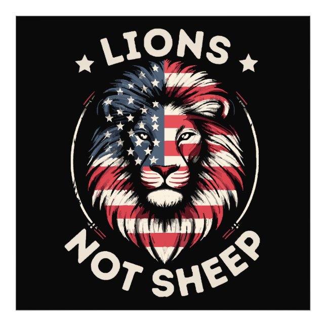 Impression Photo Drapeau USA, LIONS PAS MOUTONS (Devant)