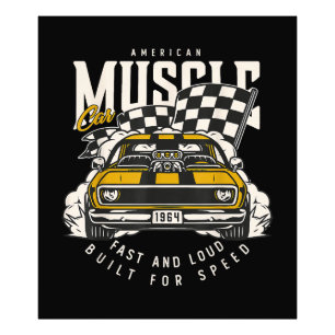 Impression Photo Drapeau vintage American Muscle Car Racing