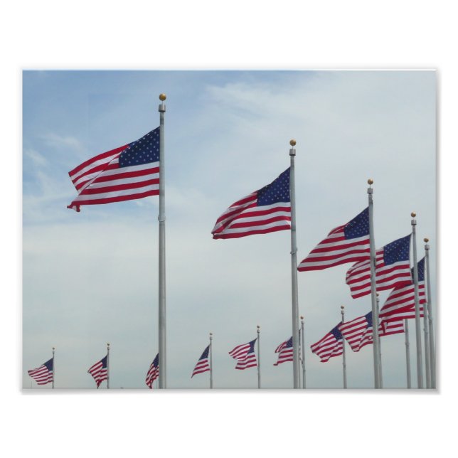 Impression Photo Drapeaux américains au Washington Monument (Devant)