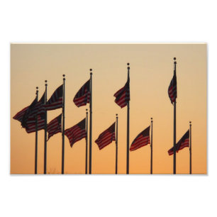 Impression Photo Drapeaux au coucher du soleil American Patriotic U