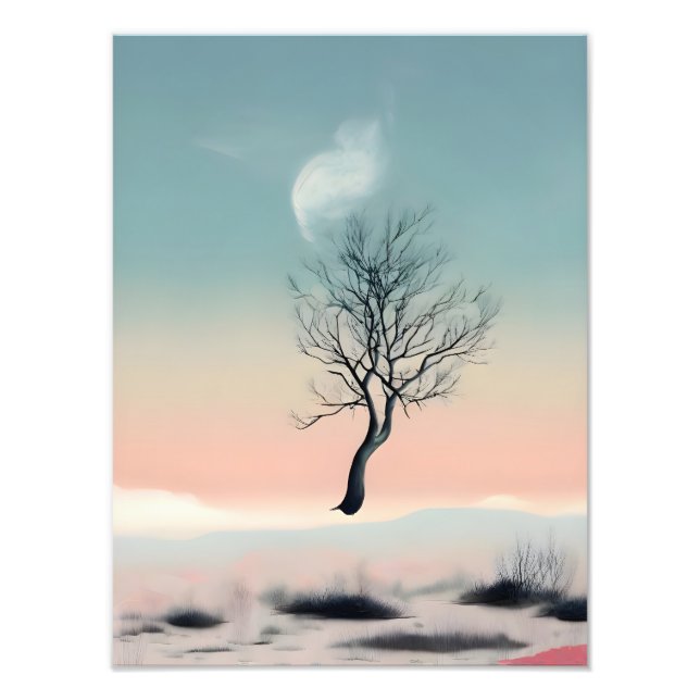 Impression Photo Dreamy Escape : Arbre flottant avec plume (Devant)