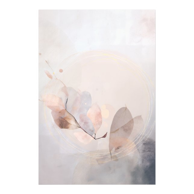 Impression Photo Dried Eucalyptus Leaves Gold Circle Minimal Art (Devant)