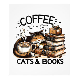 Impression Photo Drôle Cute Coffee Cats Livres Lover Idea Cadeau Fe