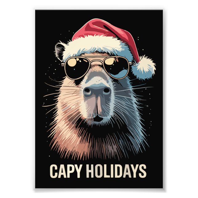 Impression Photo Drôle de Noël Capy Vacances Xmas Capybara  (Devant)