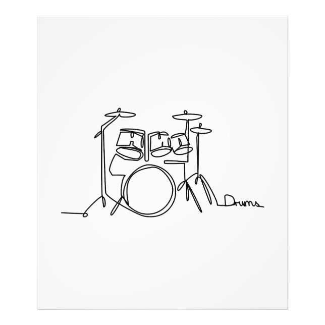 Impression Photo Drummer Music Design Drums One-Line (Devant)
