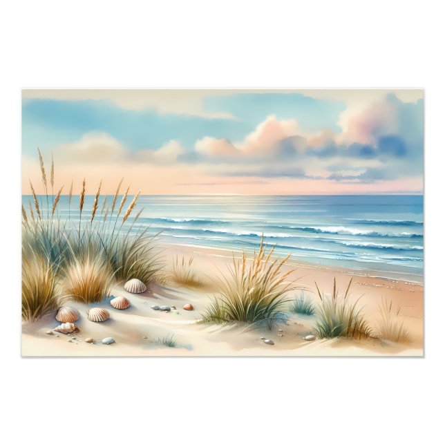 Impression Photo Dunes côtières pastel à l'aquarelle (Devant)