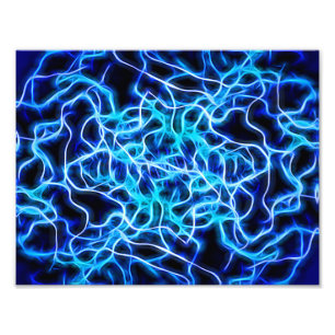 Impression Photo Éclair électrique néon bleu Tesla Coil