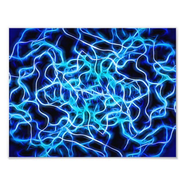 Impression Photo Éclair électrique néon bleu Tesla Coil (Devant)
