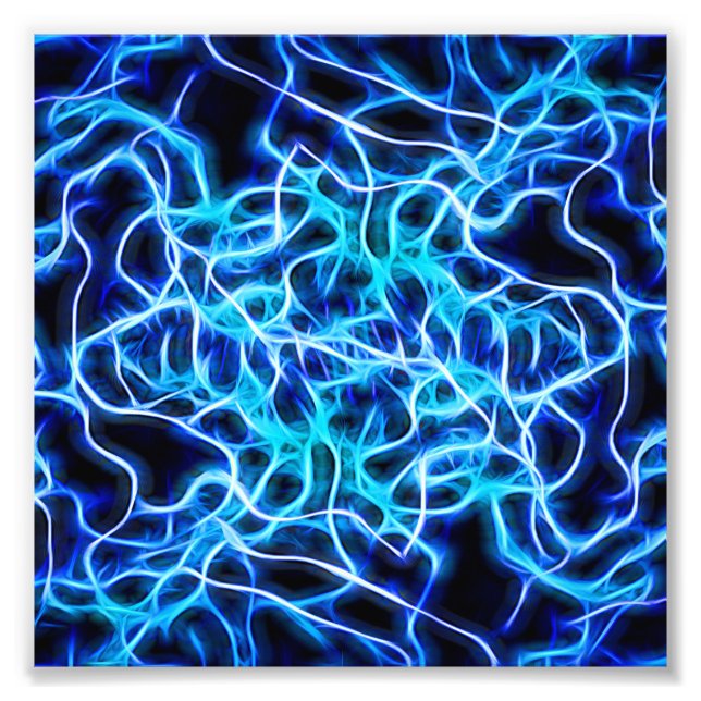 Impression Photo Éclair électrique néon bleu Tesla Coil (Devant)
