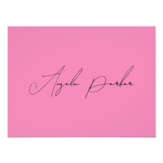 Impression Photo Écriture manuscrite Nom professionnel simple rose