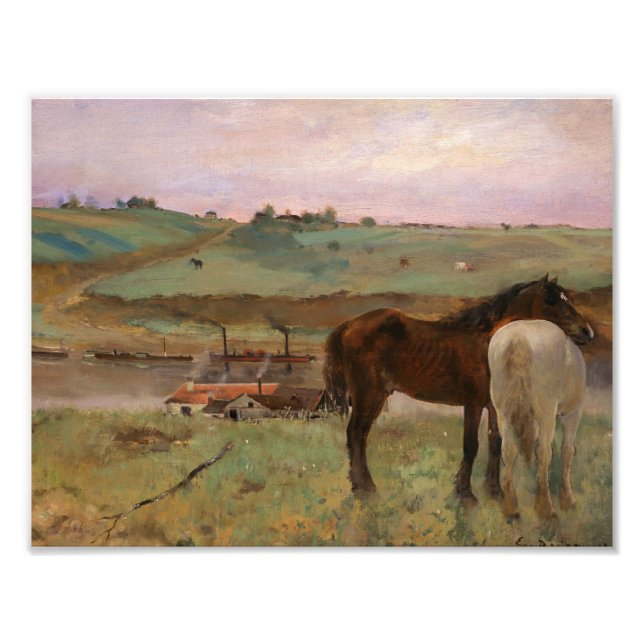 Impression Photo Edgar Degas - Chevaux dans une prairie (Devant)