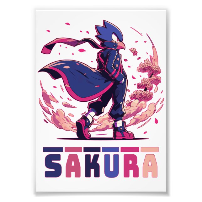 Impression Photo Edgy Sakura Warrior Bird Anime Illustration (Devant)