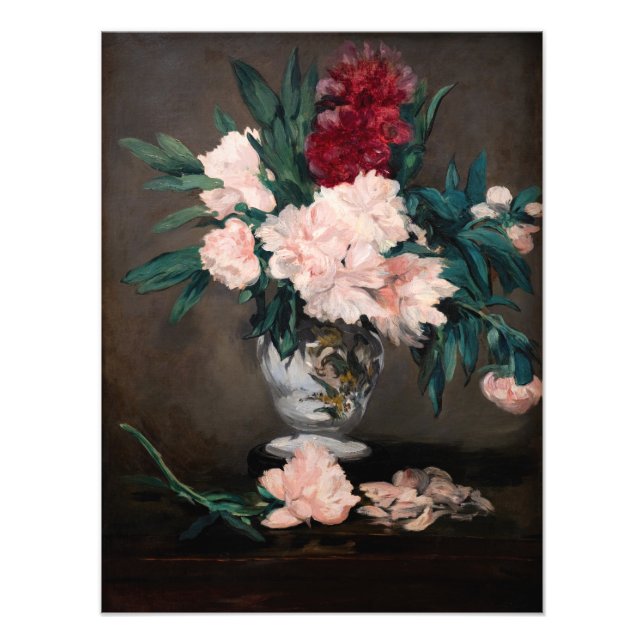 Impression Photo Edouard Manet - Vase de pivoines sur petit piédest (Devant)