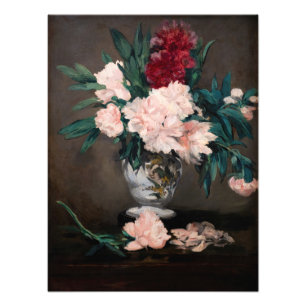Impression Photo Edouard Manet - Vase de Pivoines sur Petit Piédouc