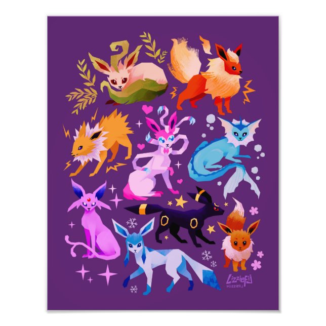 Impression Photo Eeveelutions dark purple print (Devant)