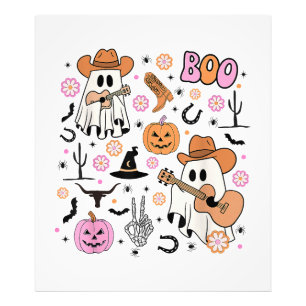 Impression Photo Éffrayant Ghost Cowboy Cute Halloween Boo Western