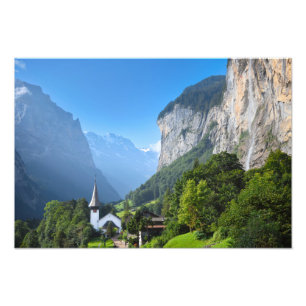 Impression Photo Eglise dans la vallée de Lauterbrunnen, Suisse