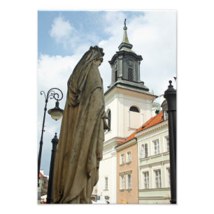 Impression Photo Eglise et statue de Varsovie, Pologne