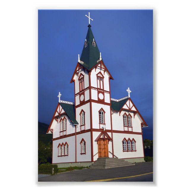 Impression Photo Eglise luthérienne Husavik, Islande. (Devant)