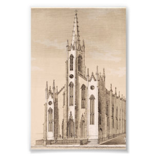 Impression Photo Église Saint-Nicolas de New York croquis vintage