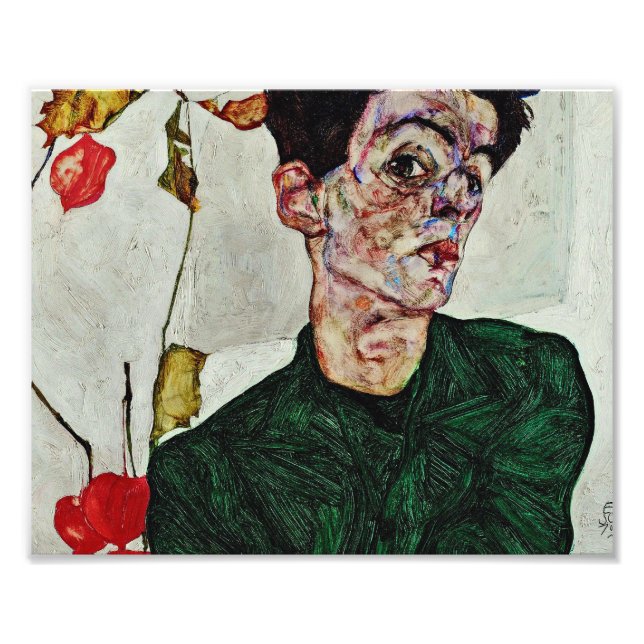 Impression Photo Egon Schiele - Autoportrait Avec Lanterne Chinoise (Devant)