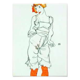 Impression Photo Egon Schiele - Femme En Sous-Vêtements Et Bas