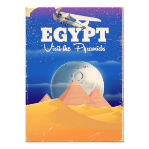 Impression Photo Égypte - Visitez l'affiche de voyage Pyramids Vint