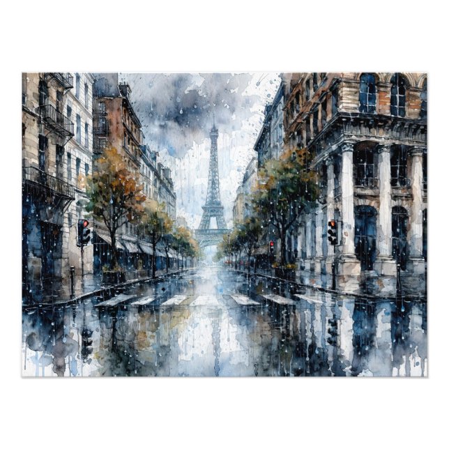 Impression Photo Eiffel Tower in Paris during rain (Devant)